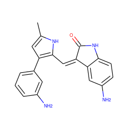 Cc1cc(-c2cccc(N)c2)c(/C=C2\C(=O)Nc3ccc(N)cc32)[nH]1 ZINC000071340925