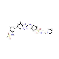 Cc1cc(-c2cccc(NS(C)(=O)=O)c2)cc2nnc(Nc3ccc(S(=O)(=O)NCCN4CCCC4)cc3)nc12 ZINC000028702782