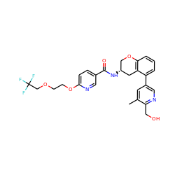 Cc1cc(-c2cccc3c2C[C@H](NC(=O)c2ccc(OCCOCC(F)(F)F)nc2)CO3)cnc1CO ZINC000084726873