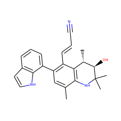 Cc1cc(-c2cccc3cc[nH]c23)c(/C=C/C#N)c2c1NC(C)(C)[C@H](O)[C@H]2C ZINC000066077747