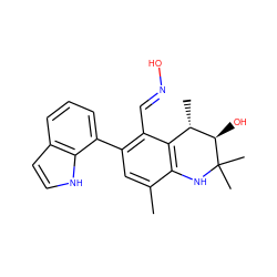 Cc1cc(-c2cccc3cc[nH]c23)c(/C=N/O)c2c1NC(C)(C)[C@H](O)[C@H]2C ZINC000066074241