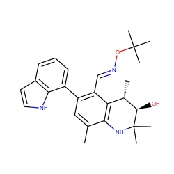 Cc1cc(-c2cccc3cc[nH]c23)c(/C=N/OC(C)(C)C)c2c1NC(C)(C)[C@H](O)[C@H]2C ZINC000066080332