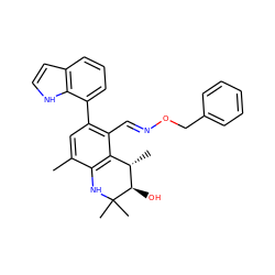 Cc1cc(-c2cccc3cc[nH]c23)c(/C=N/OCc2ccccc2)c2c1NC(C)(C)[C@H](O)[C@H]2C ZINC000066077744