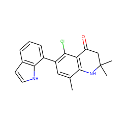 Cc1cc(-c2cccc3cc[nH]c23)c(Cl)c2c1NC(C)(C)CC2=O ZINC000066258415