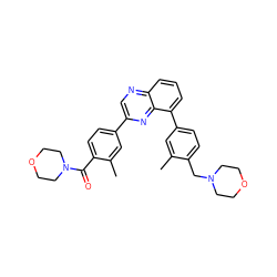 Cc1cc(-c2cccc3ncc(-c4ccc(C(=O)N5CCOCC5)c(C)c4)nc23)ccc1CN1CCOCC1 ZINC000049113578