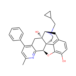 Cc1cc(-c2ccccc2)c2c(n1)[C@@H]1Oc3c(O)ccc4c3[C@@]13CCN(CC1CC1)[C@H](C4)[C@]3(O)C2 ZINC000013800205