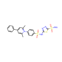 Cc1cc(-c2ccccc2)cc(C)[n+]1-c1ccc(S(=O)(=O)Nc2nnc(S(N)(=O)=O)s2)cc1 ZINC000013560664