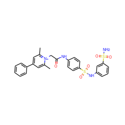 Cc1cc(-c2ccccc2)cc(C)[n+]1CC(=O)Nc1ccc(S(=O)(=O)Nc2cccc(S(N)(=O)=O)c2)cc1 ZINC000026753288