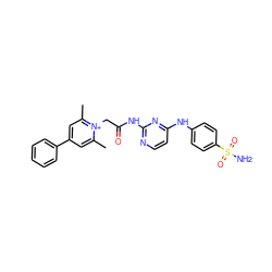 Cc1cc(-c2ccccc2)cc(C)[n+]1CC(=O)Nc1nccc(Nc2ccc(S(N)(=O)=O)cc2)n1 ZINC000013804414