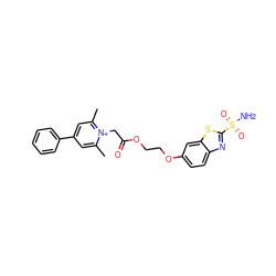 Cc1cc(-c2ccccc2)cc(C)[n+]1CC(=O)OCCOc1ccc2nc(S(N)(=O)=O)sc2c1 ZINC000013804443