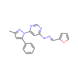 Cc1cc(-c2ccccc2)n(-c2cc(NN=Cc3ccco3)ncn2)n1 ZINC000299815995