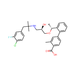 Cc1cc(-c2ccccc2[C@@H](C)OC[C@H](O)CNC(C)(C)Cc2ccc(Cl)c(F)c2)ccc1C(=O)O ZINC000066097848