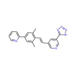 Cc1cc(-c2ccccn2)cc(C)c1/C=C/c1cncc(-c2nnn[nH]2)c1 ZINC000036187612