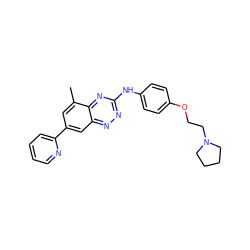 Cc1cc(-c2ccccn2)cc2nnc(Nc3ccc(OCCN4CCCC4)cc3)nc12 ZINC000028702756