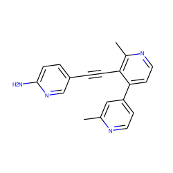 Cc1cc(-c2ccnc(C)c2C#Cc2ccc(N)nc2)ccn1 ZINC000202387826