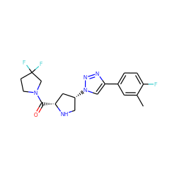 Cc1cc(-c2cn([C@@H]3CN[C@H](C(=O)N4CCC(F)(F)C4)C3)nn2)ccc1F ZINC000207125484