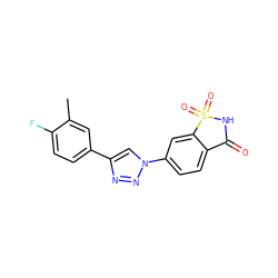 Cc1cc(-c2cn(-c3ccc4c(c3)S(=O)(=O)NC4=O)nn2)ccc1F ZINC000169309506