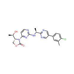 Cc1cc(-c2cnc([C@H](C)Nc3nccc(N4C(=O)OC[C@@H]4[C@@H](C)O)n3)nc2)ccc1Cl ZINC000218165315