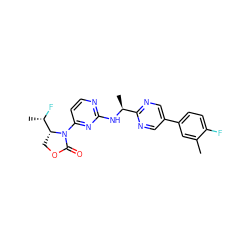 Cc1cc(-c2cnc([C@H](C)Nc3nccc(N4C(=O)OC[C@@H]4[C@H](C)F)n3)nc2)ccc1F ZINC000226132522