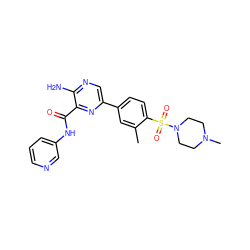 Cc1cc(-c2cnc(N)c(C(=O)Nc3cccnc3)n2)ccc1S(=O)(=O)N1CCN(C)CC1 ZINC000038384453