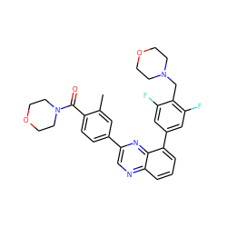 Cc1cc(-c2cnc3cccc(-c4cc(F)c(CN5CCOCC5)c(F)c4)c3n2)ccc1C(=O)N1CCOCC1 ZINC000049802827