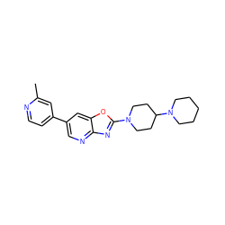 Cc1cc(-c2cnc3nc(N4CCC(N5CCCCC5)CC4)oc3c2)ccn1 ZINC000073298761