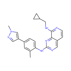 Cc1cc(-c2cnn(C)c2)ccc1Nc1ncc2ccnc(NCC3CC3)c2n1 ZINC000207628022