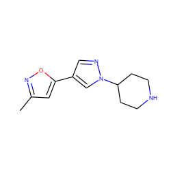 Cc1cc(-c2cnn(C3CCNCC3)c2)on1 ZINC000040379104