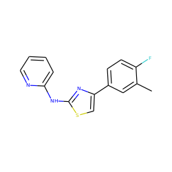 Cc1cc(-c2csc(Nc3ccccn3)n2)ccc1F ZINC000000202194