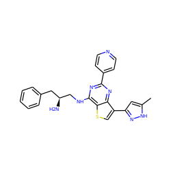 Cc1cc(-c2csc3c(NC[C@@H](N)Cc4ccccc4)nc(-c4ccncc4)nc23)n[nH]1 ZINC000223695291