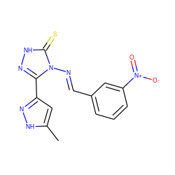 Cc1cc(-c2n[nH]c(=S)n2/N=C/c2cccc([N+](=O)[O-])c2)n[nH]1 ZINC000013142220