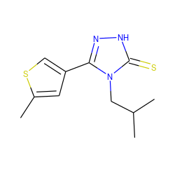 Cc1cc(-c2n[nH]c(=S)n2CC(C)C)cs1 ZINC000006556604