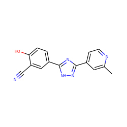 Cc1cc(-c2n[nH]c(-c3ccc(O)c(C#N)c3)n2)ccn1 ZINC000040981071