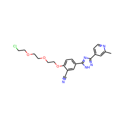 Cc1cc(-c2n[nH]c(-c3ccc(OCCOCCOCCCl)c(C#N)c3)n2)ccn1 ZINC000040867267