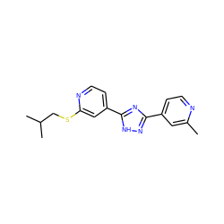 Cc1cc(-c2n[nH]c(-c3ccnc(SCC(C)C)c3)n2)ccn1 ZINC000049033157