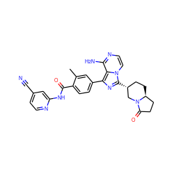 Cc1cc(-c2nc([C@@H]3CC[C@H]4CCC(=O)N4C3)n3ccnc(N)c23)ccc1C(=O)Nc1cc(C#N)ccn1 ZINC000145578446