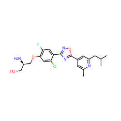 Cc1cc(-c2nc(-c3cc(F)c(OC[C@H](N)CO)cc3Cl)no2)cc(CC(C)C)n1 ZINC000653753977