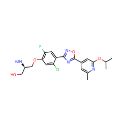 Cc1cc(-c2nc(-c3cc(F)c(OC[C@H](N)CO)cc3Cl)no2)cc(OC(C)C)n1 ZINC000653716001