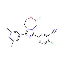 Cc1cc(-c2nc(-c3ccc(Cl)c(C#N)c3)n3c2CCO[C@H](C)C3)cc(C)n1 ZINC001772657806