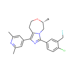 Cc1cc(-c2nc(-c3ccc(Cl)c(CF)c3)n3c2CCO[C@H](C)C3)cc(C)n1 ZINC001772641120