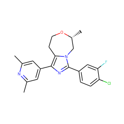 Cc1cc(-c2nc(-c3ccc(Cl)c(F)c3)n3c2CCO[C@H](C)C3)cc(C)n1 ZINC001772578235