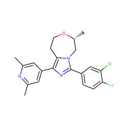 Cc1cc(-c2nc(-c3ccc(F)c(Cl)c3)n3c2CCO[C@H](C)C3)cc(C)n1 ZINC001772582680