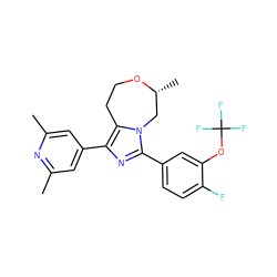 Cc1cc(-c2nc(-c3ccc(F)c(OC(F)(F)F)c3)n3c2CCO[C@H](C)C3)cc(C)n1 ZINC001772635544