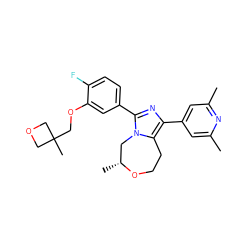 Cc1cc(-c2nc(-c3ccc(F)c(OCC4(C)COC4)c3)n3c2CCO[C@H](C)C3)cc(C)n1 ZINC001772611841