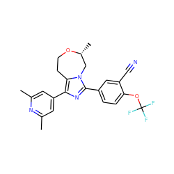 Cc1cc(-c2nc(-c3ccc(OC(F)(F)F)c(C#N)c3)n3c2CCO[C@H](C)C3)cc(C)n1 ZINC001772598991