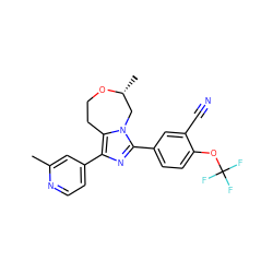 Cc1cc(-c2nc(-c3ccc(OC(F)(F)F)c(C#N)c3)n3c2CCO[C@H](C)C3)ccn1 ZINC001772654973