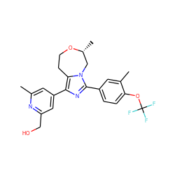 Cc1cc(-c2nc(-c3ccc(OC(F)(F)F)c(C)c3)n3c2CCO[C@H](C)C3)cc(CO)n1 ZINC001772599773