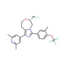 Cc1cc(-c2nc(-c3ccc(OC(F)(F)F)c(C)c3)n3c2CCO[C@H](CF)C3)cc(C)n1 ZINC001772644514