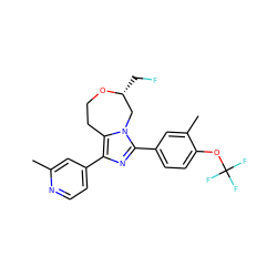 Cc1cc(-c2nc(-c3ccc(OC(F)(F)F)c(C)c3)n3c2CCO[C@H](CF)C3)ccn1 ZINC001772637727