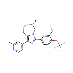 Cc1cc(-c2nc(-c3ccc(OC(F)(F)F)c(CF)c3)n3c2CCO[C@H](C)C3)ccn1 ZINC000221022614